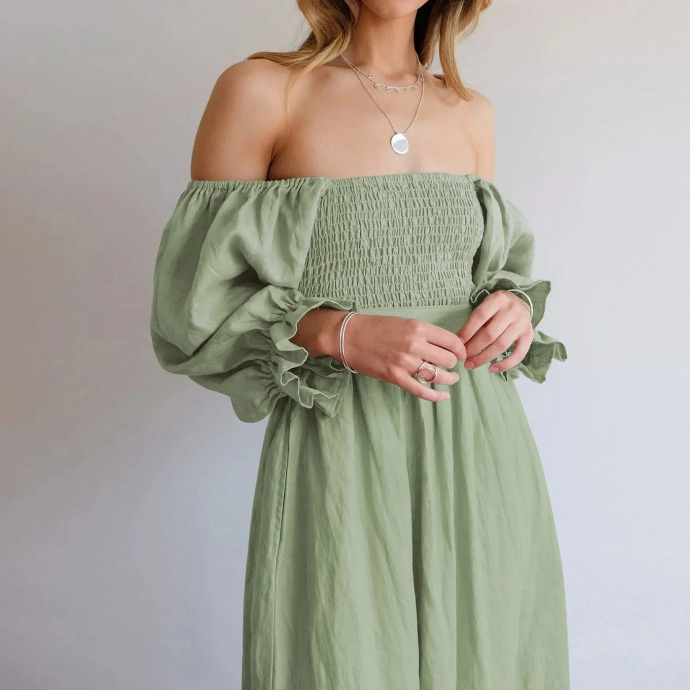 Valentina | Franse Jurk Met Ruches Mouwen