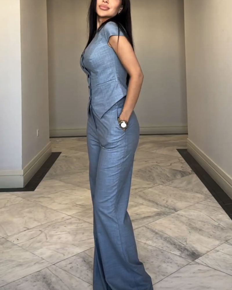 Laura™ Linnen blouse en pantalonset